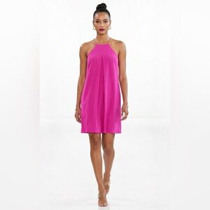 Anthropologie Trina Turk Pink Halter Modern Mini Barbiecore Party Date Dress‎ 8